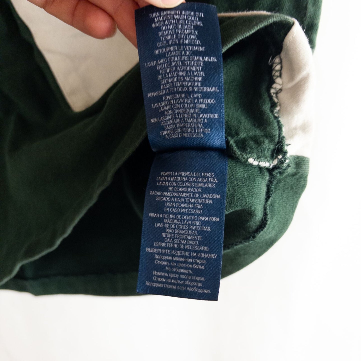 Polo by Ralph Lauren green and white rugby style t-shirt with embroidered polo player logo image 9