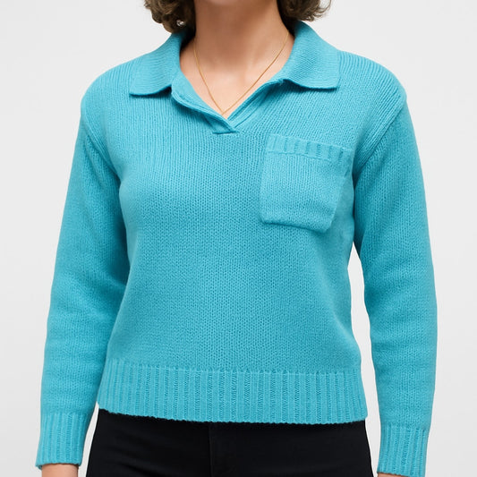 Harbor Lights Vintage Blue Ribbed Ramie Knit Sweater Womens Small
