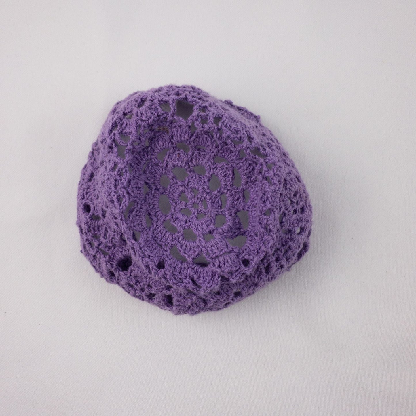 American Girl purple corduroy gaucho pants with matching purple crochet hat laid flat on white background image 6