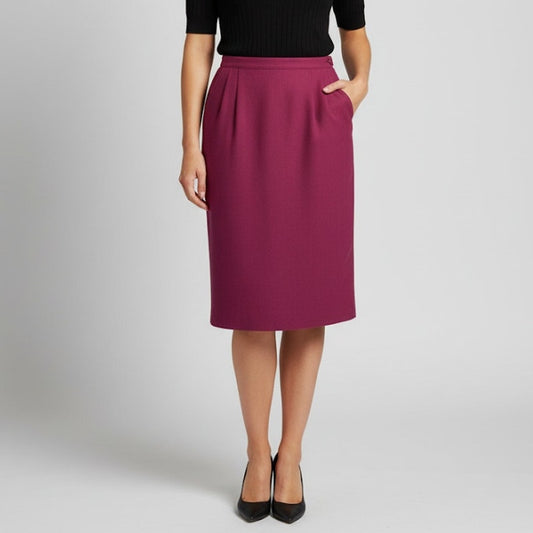 Pendleton Vintage Wool Red Burgundy Midi Pencil Skirt Womens 4