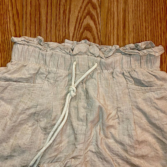 Streetwear Society Beige Linen Paperbag Waist Shorts Womens Medium