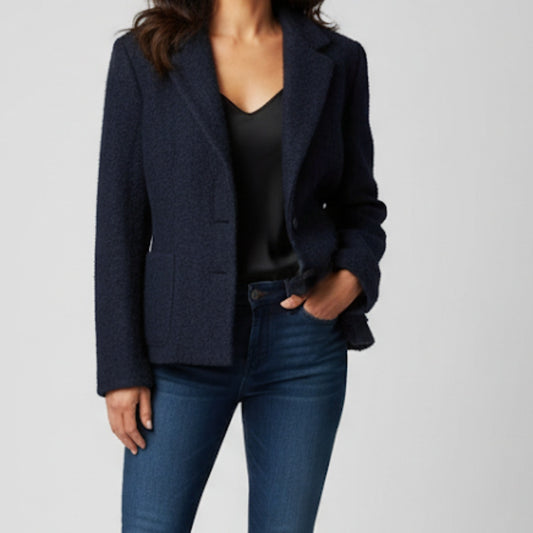 Carole Little Saint-Tropez West Vintage Blue Wool Blazer Womens XSmall