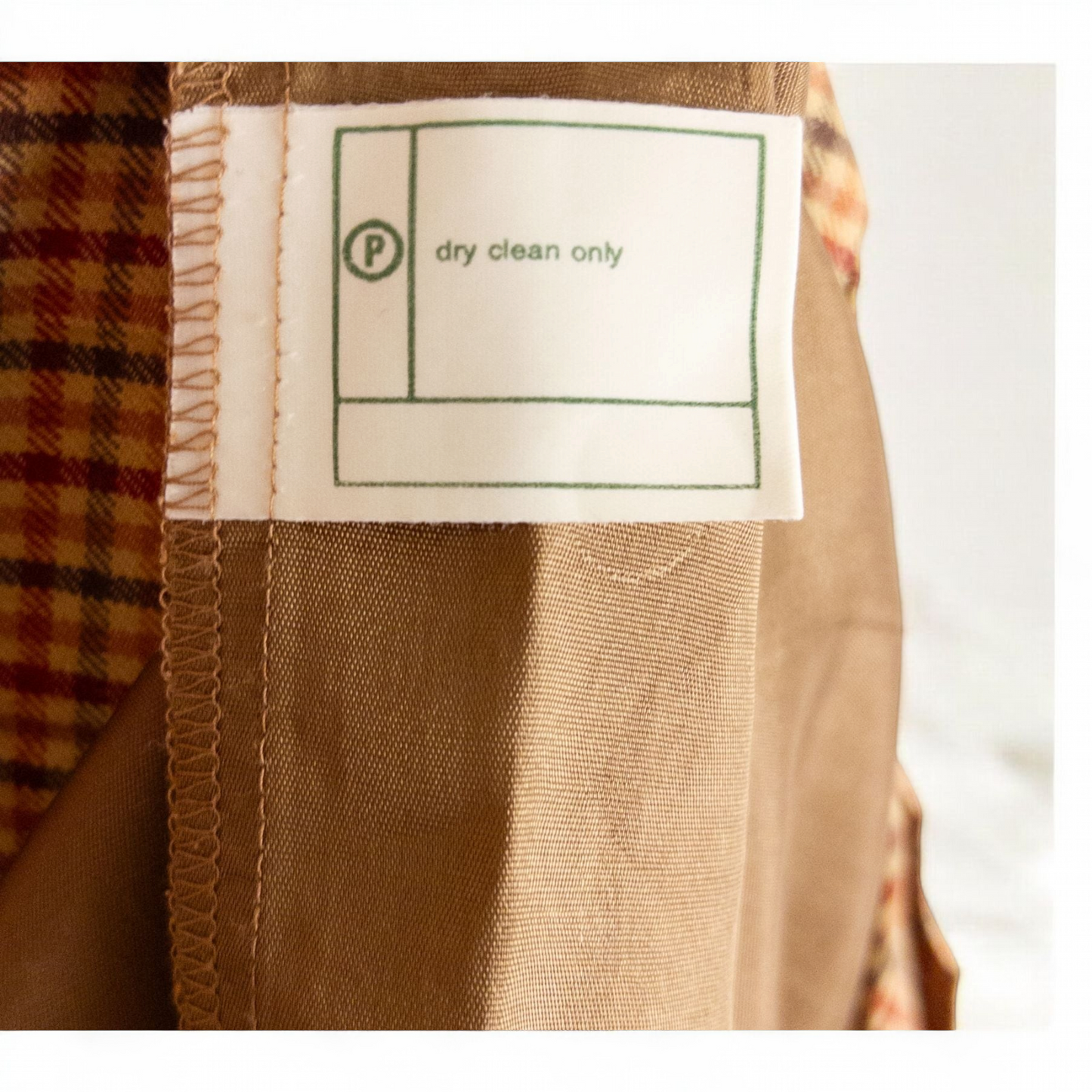Laura Ashley orange red plaid pleated skirt with side zipper and subtle pockets, front and back views. image 12