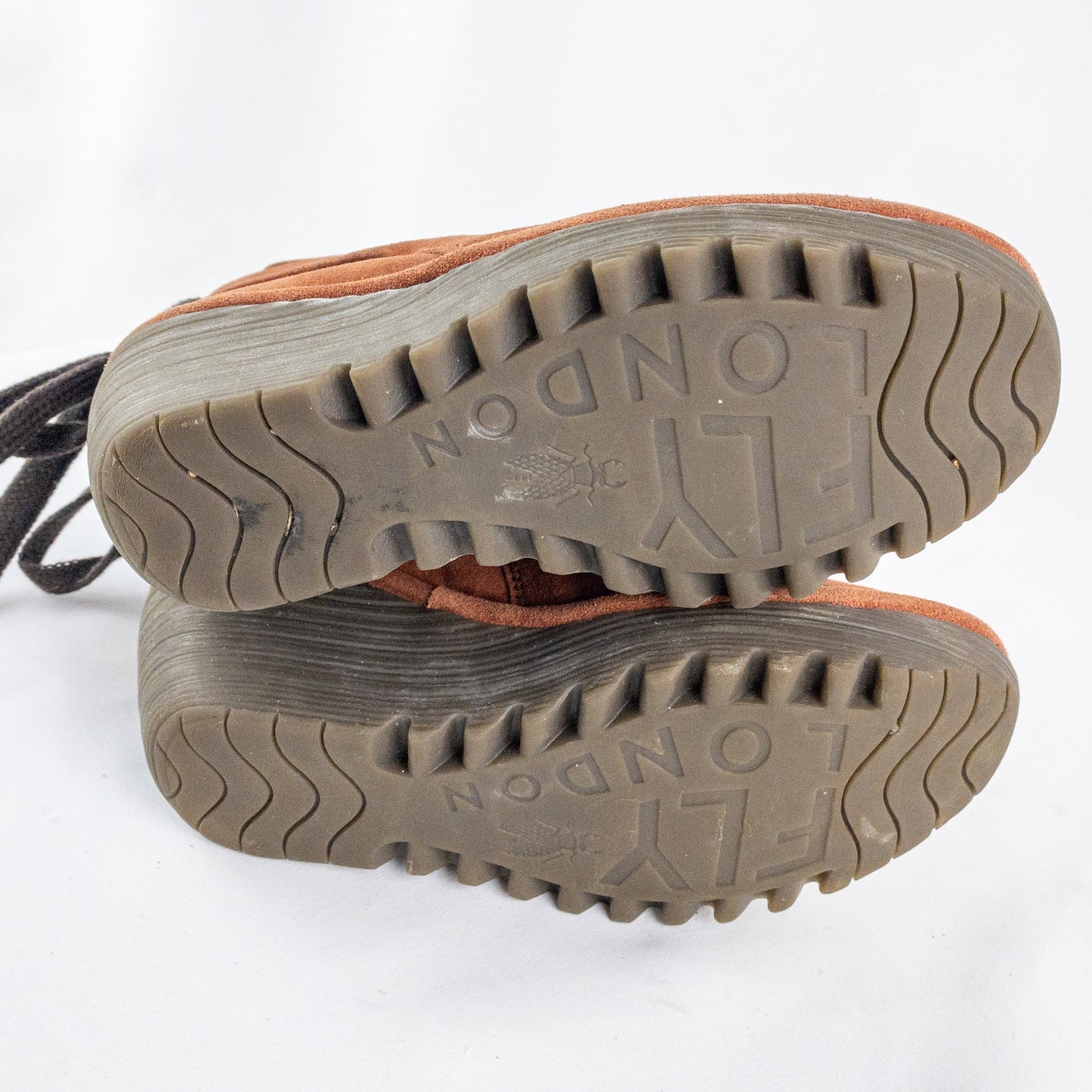 Anthropologie Fly London Suede Yama Rust Orange Ankle Booties Womens 36 US 5.5