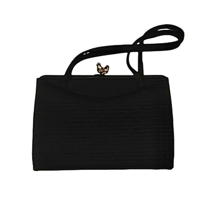 Crown Lewis Vintage Black Pleated Purse Evening Bag