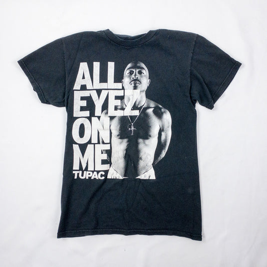 2PAC Tupac Distressed Black Band Concert Tee Shirt Womens Small Mens XSmall