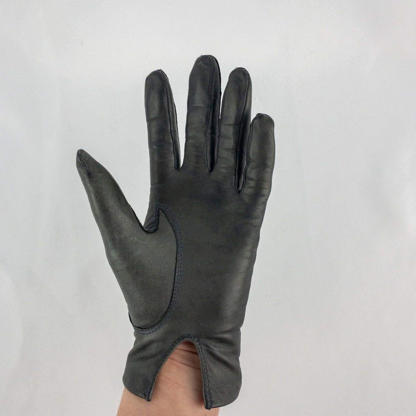 Fownes Vintage Dark Gray Leather Gloves Womens Medium 7