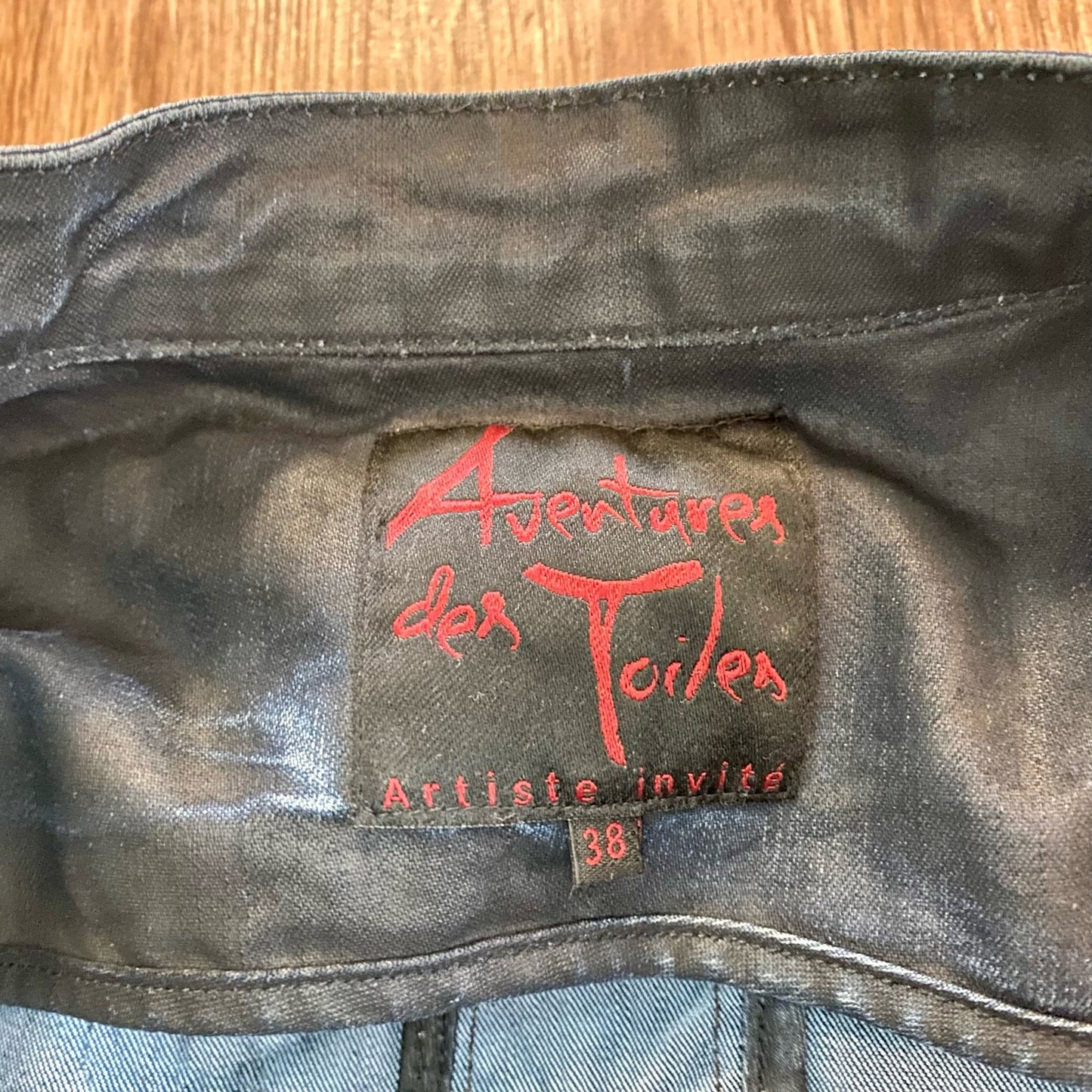 Aventures des Toiles Distressed Blue Denim Jacket Womens 38 Medium