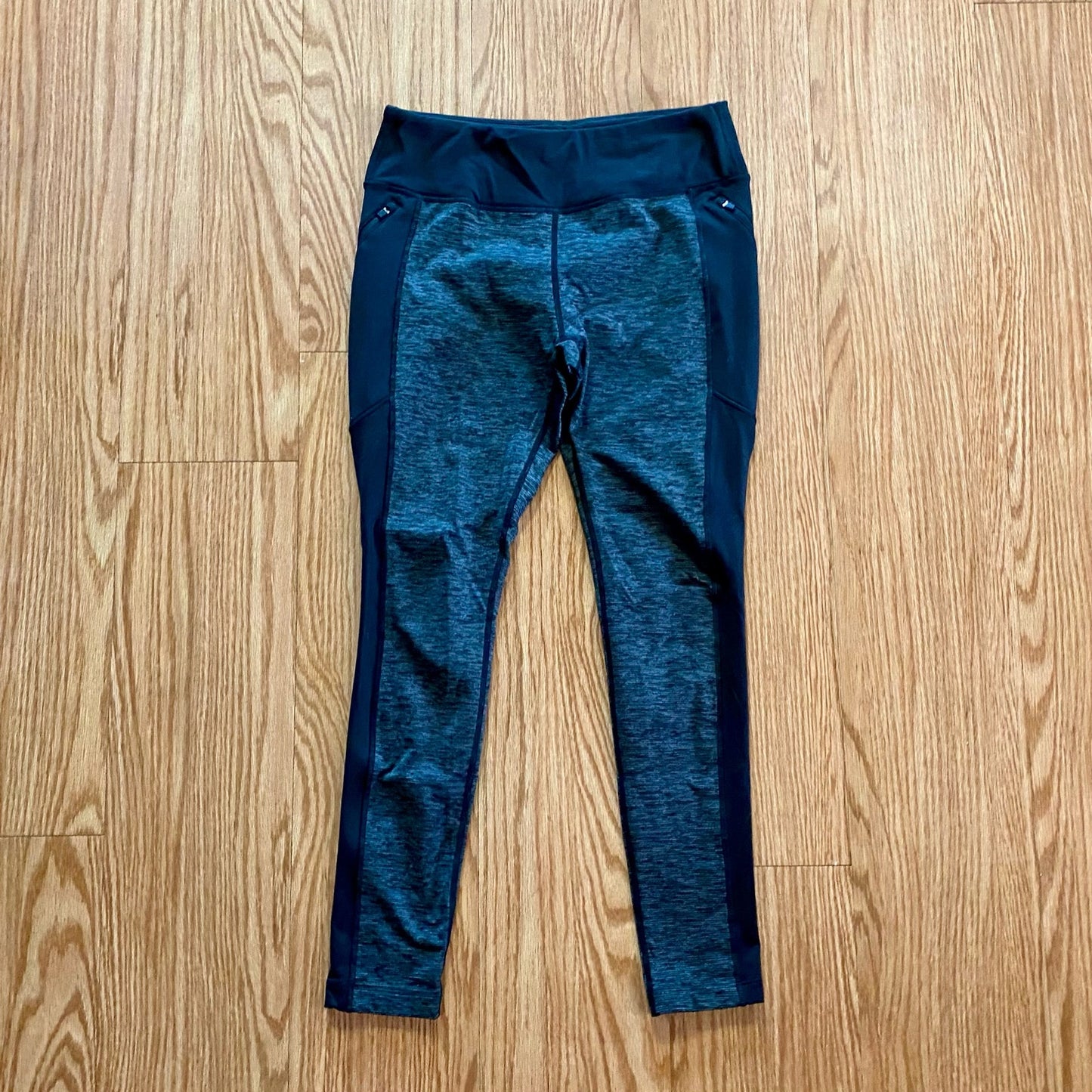 Athletic Works Black Gray Colorblock Leggings Gym Pants Womens Medium