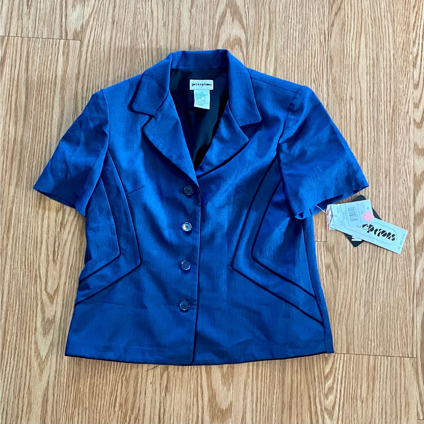 Perceptions Vintage Blue Short Blazer Jacket Womens 14 Large