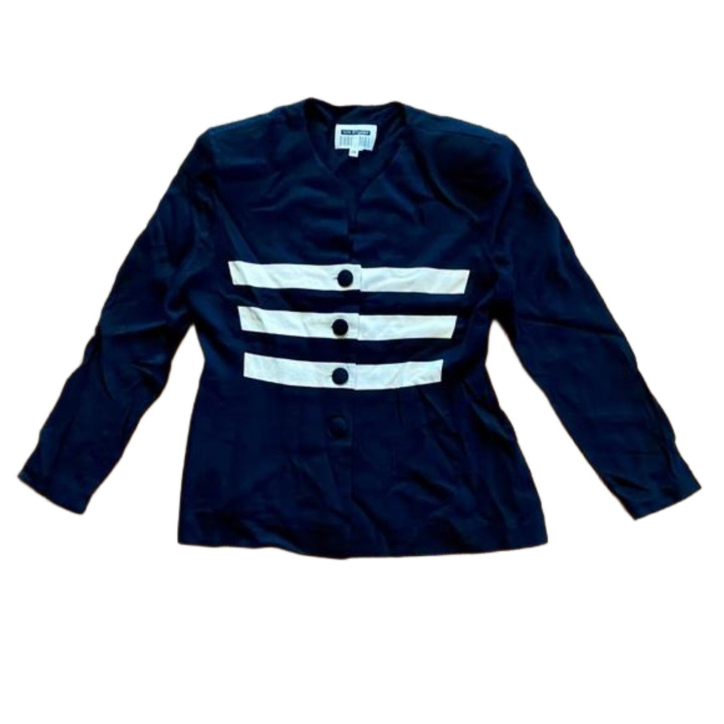 Lori Snyder Dani Max Vintage Black Striped Blazer Jacket Womens Medium / Large