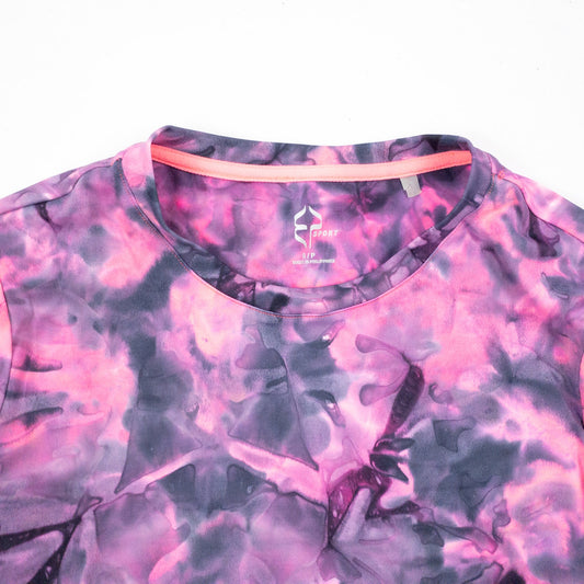 EP Sport Pink Gray Wavy Slim Fit Athletic Shirt Womens Small