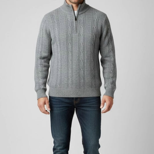 Northwest Territory Gray Cable Knit Fuzzy Pullover Sweater Mens Medium