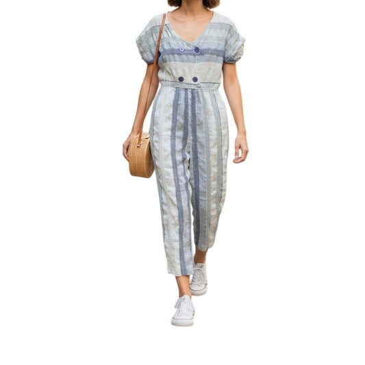 All That Jazz Vintage Reversible Striped Cropped Jumpsuit Womens 0-2