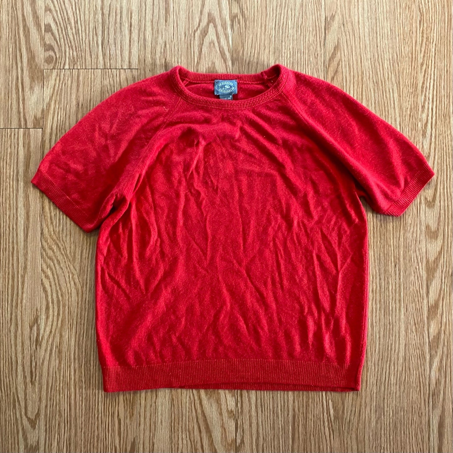 Designers Originals Vintage Red Short Sleeve Luxelon Sweater Womens Large