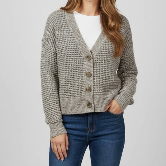 Madewell Cream Gray Marled Hartley Cardigan Sweater Womens Oversized XXSmall