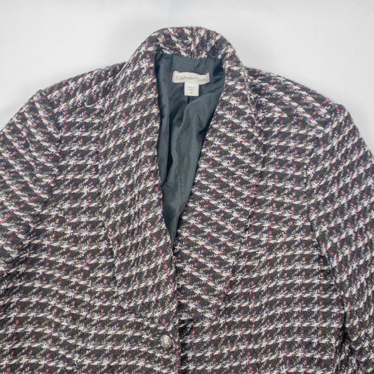 Coldwater Creek Black Metallic Silver Tweed Jacket Coat Womens 16 XLarge