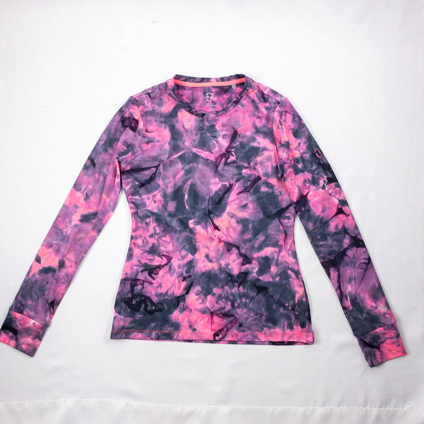 EP Sport Pink Gray Wavy Slim Fit Athletic Shirt Womens Small