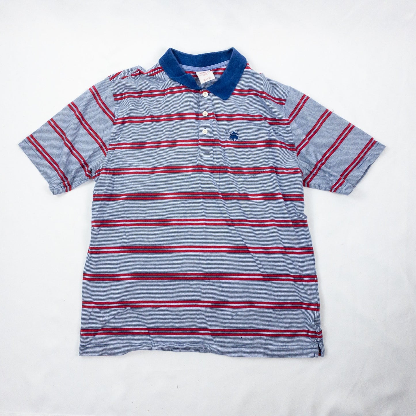 Brooks Brothers Retro Blue Red Striped Polo Shirt Mens Large