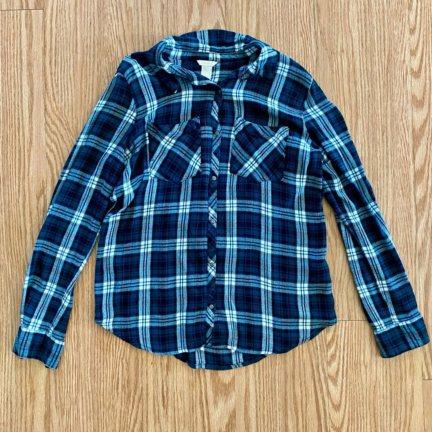 Forever 21 Teal Green Plaid Button-up Shirt Womens Large