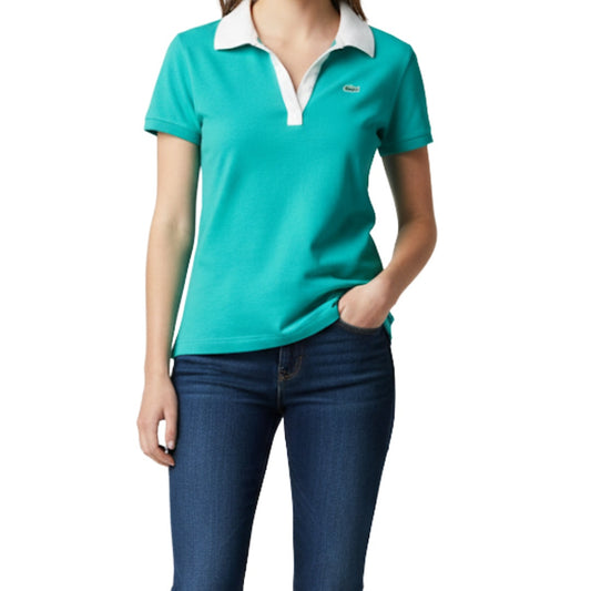Lacoste Vintage Teal Green Polo Shirt Top Womens 42 Small