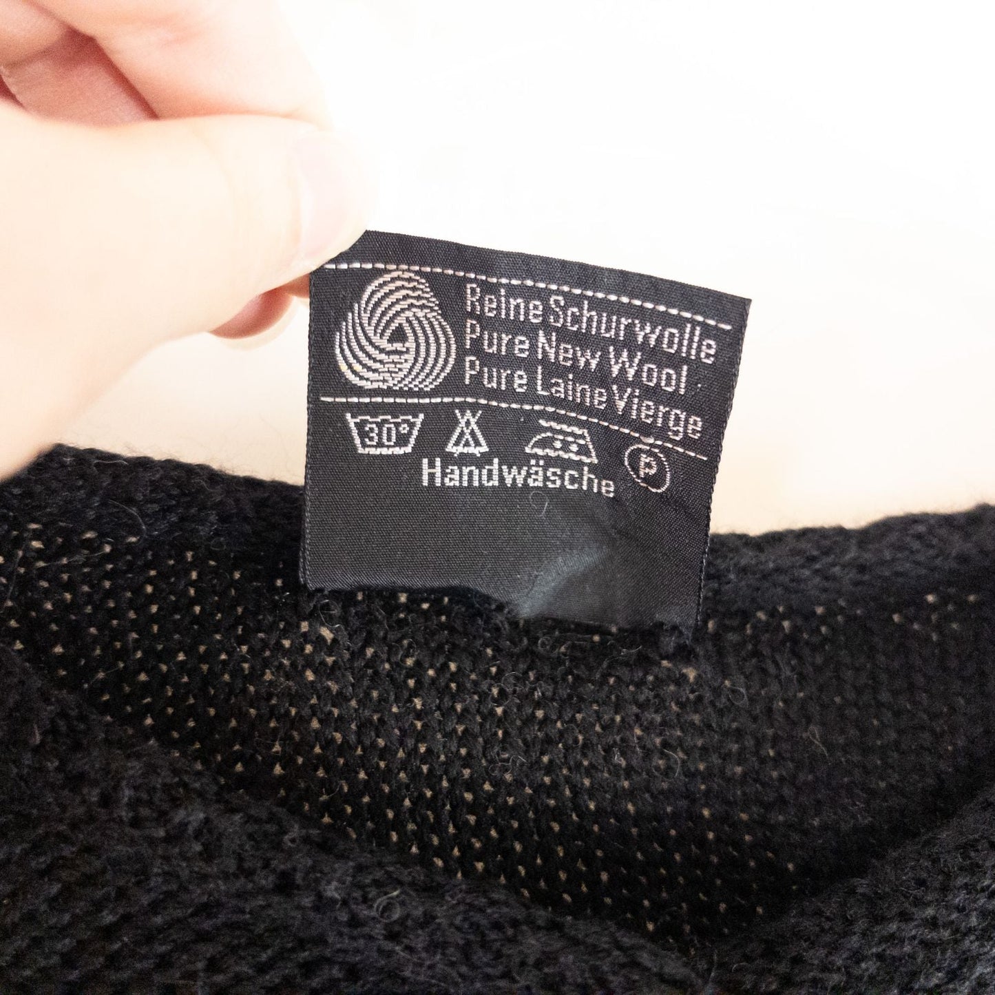 Lanamoden Salzburg chunky black knit wool cardigan sweater for women front and back views with button details and knit texture close-ups image 9