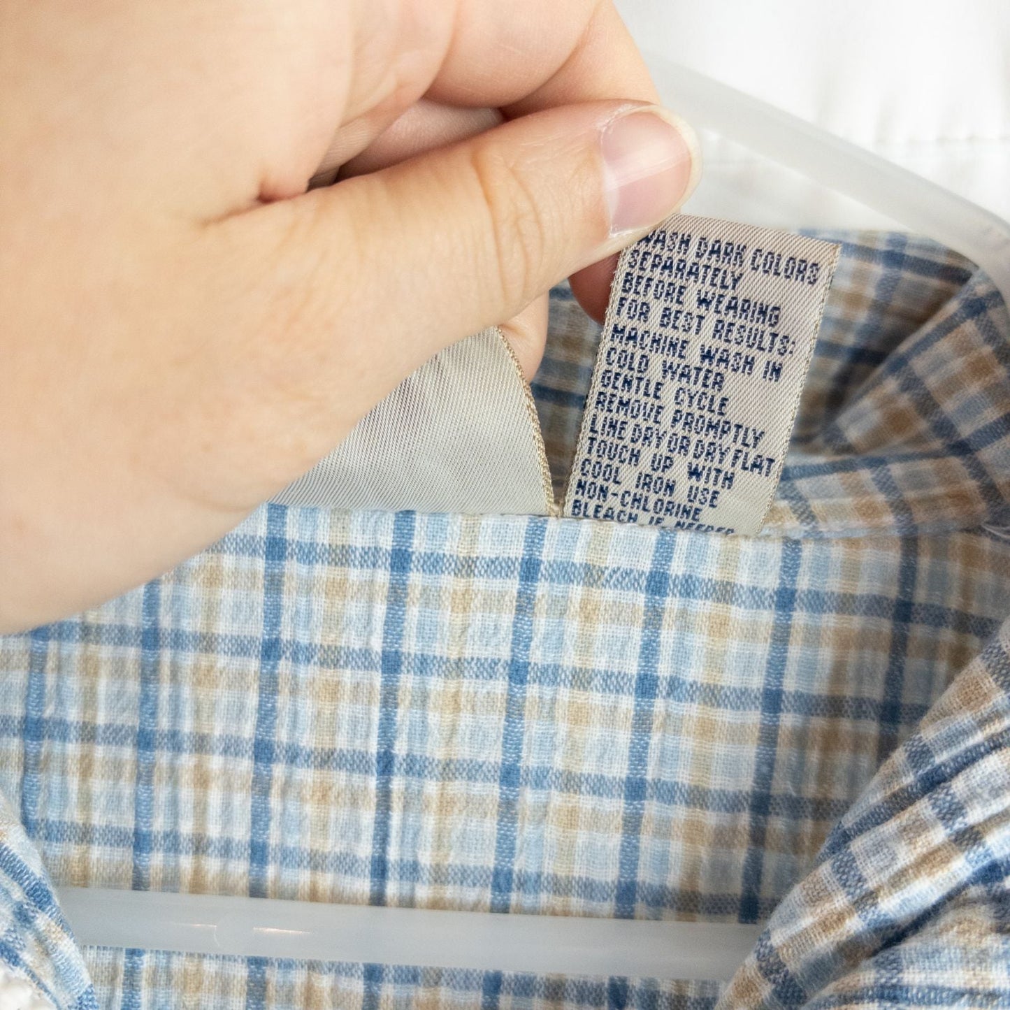 Koret vintage blue and white check striped jacket with floral patch embroidery and white zipper front closure image 13
