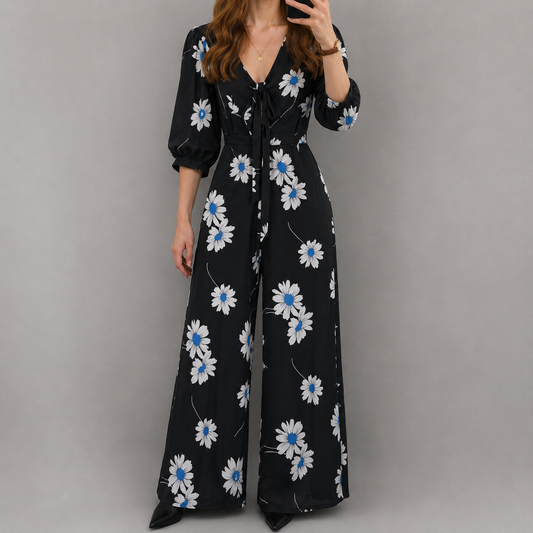 Michael Kors Black Floral Jumpsuit Womens 6 Small