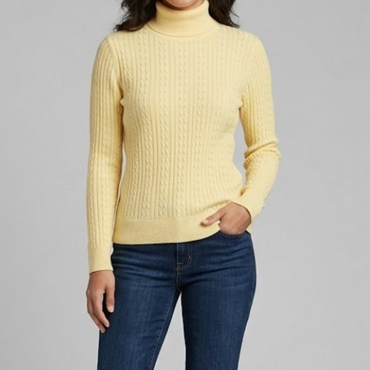 Croft & Barrow Yellow Cable Knit Sweater Womens Medium