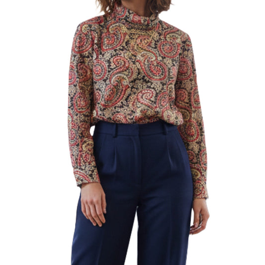 Attache Herman Geist Vintage Red Paisley Maximalist Blouse Womens 8 Medium