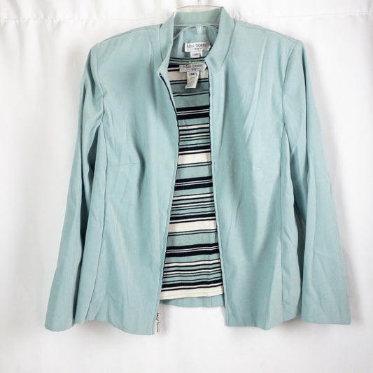 Miss Dorby Pastel Blue Faux Suede Jacket & Tank Set Womens 8 Medium