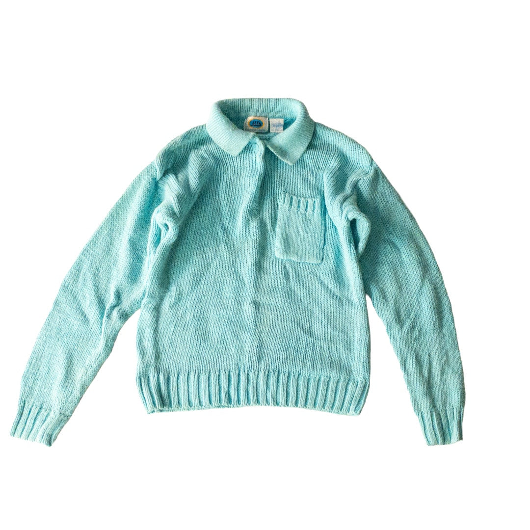 Harbor Lights Vintage Blue Ribbed Ramie Knit Sweater Womens Small
