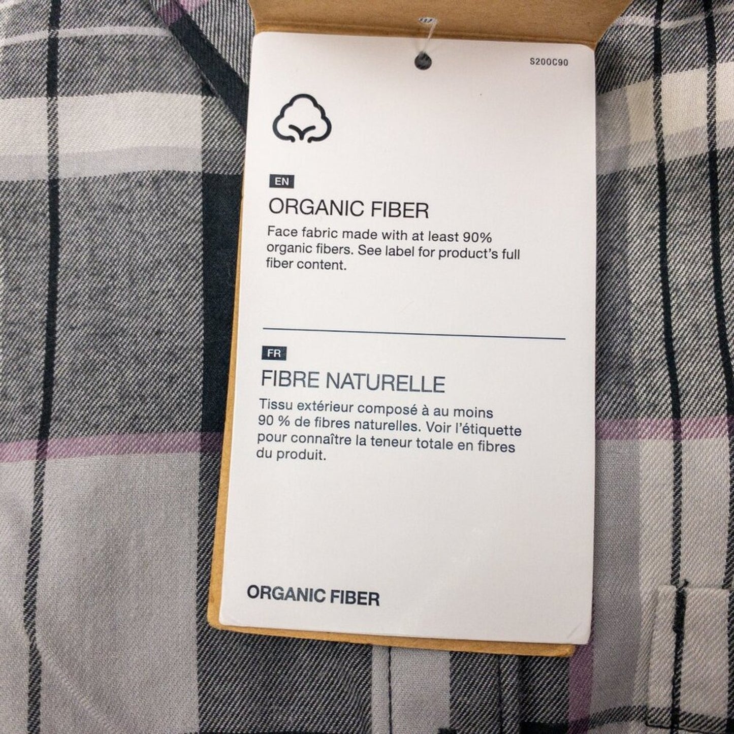 The North Face Berkeley Gray Plaid Organic Cotton Flannel Shirt Womens Medium