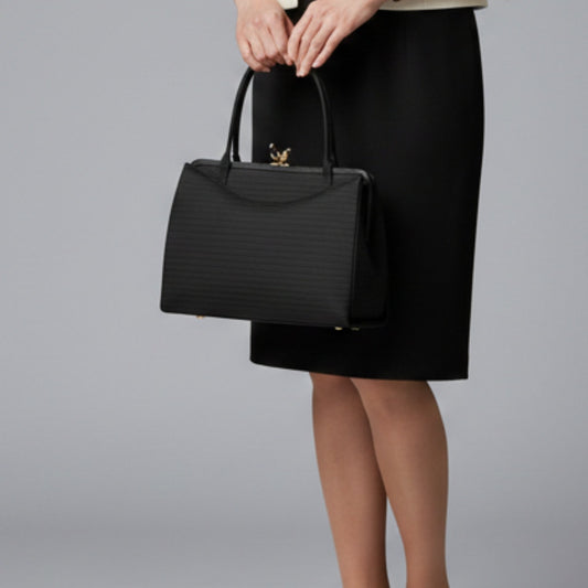 Crown Lewis Vintage Black Pleated Purse Evening Bag