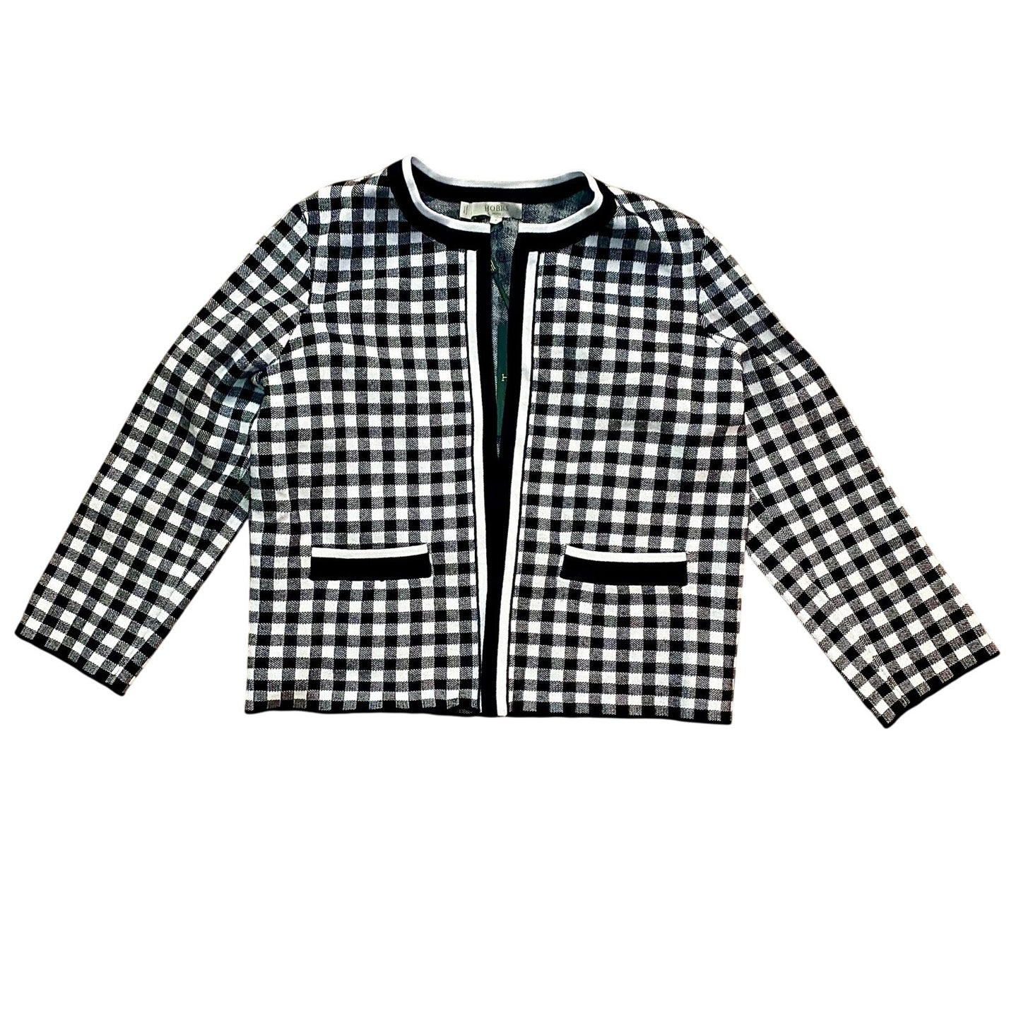 Hobbs London Saffi Knitted Jacket Cardigan Navy Ivory Womens Small
