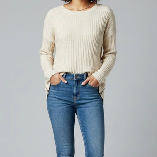 Abercrombie & Fitch Wool Tan Scoop Neck Sweater Top Womens Small