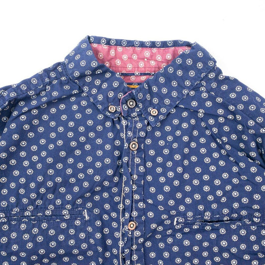 Paper Denim & Cloth Navy Floral Print Button Down Shirt Mens Medium
