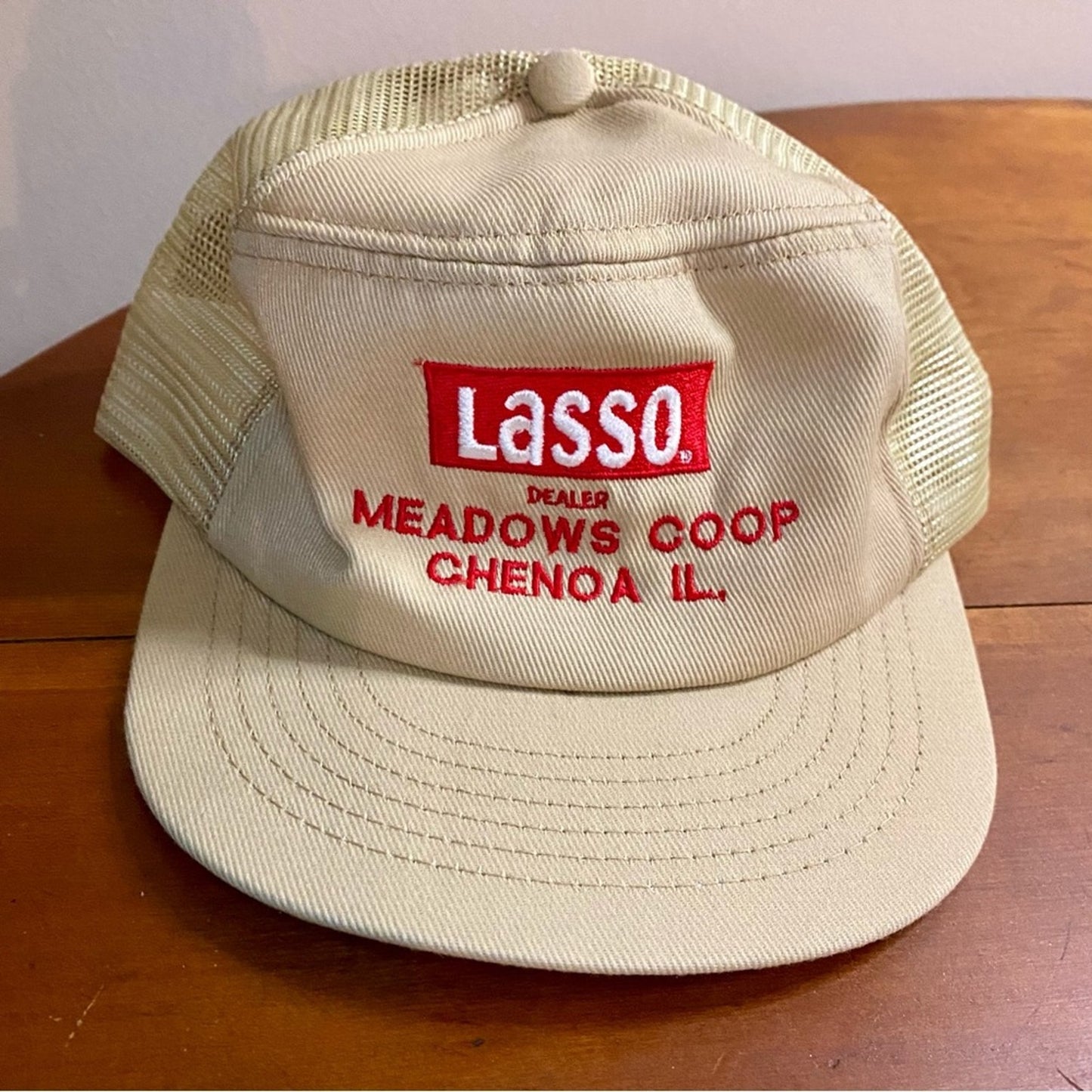 Swingster Vintage Lasso Dealer Illinois Tan Trucker Hat Unisex Mens One Size