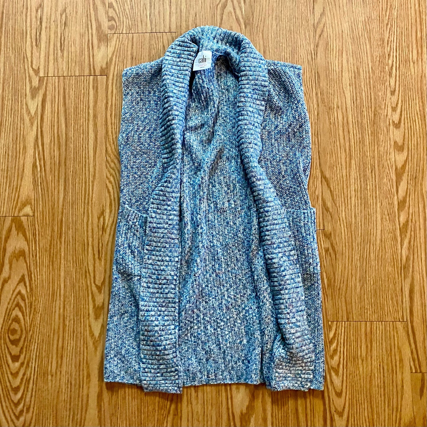 CAbi Love Carol Napa #3165 Blue Knit Duster Sweater Vest Womens XXS