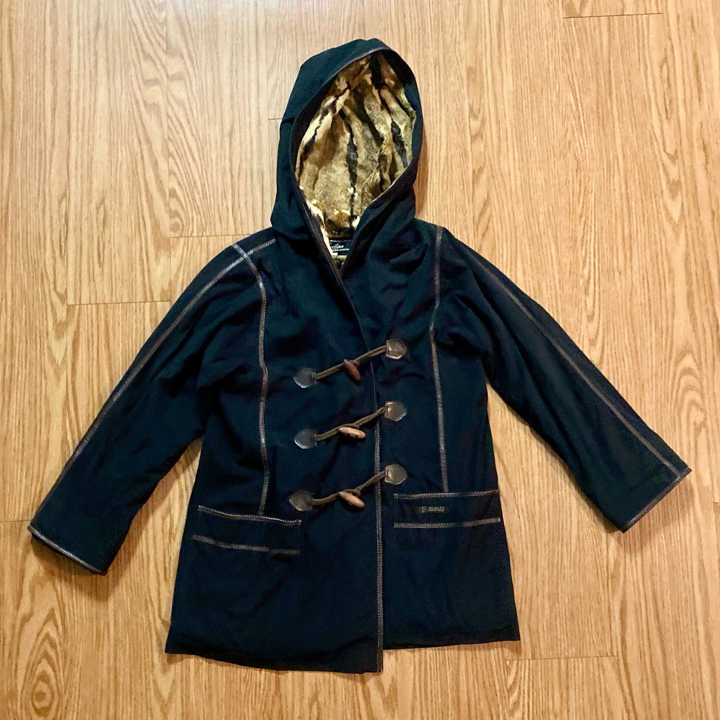Leilian Esports Black Brown Japanese Faux Fur Coat Womens 4