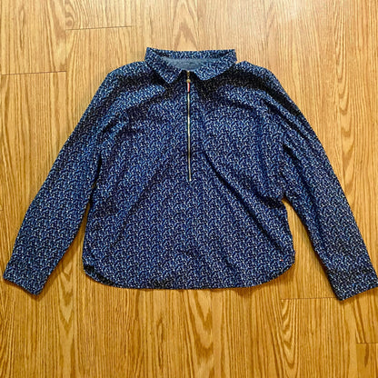 Tommy Hilfiger Blue Floral Quarter Zip Shirt Womans Large