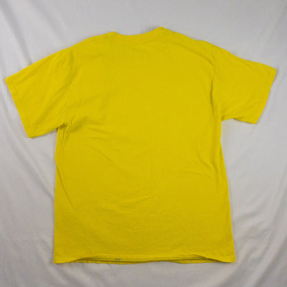 Champion Vintage Bright Yellow Logo Tee Shirt Top Mens Small / Medium