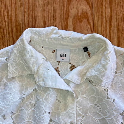 Cabi #5162 Spring Portrait White Floral Lace Shirt Jacket Womens Medium