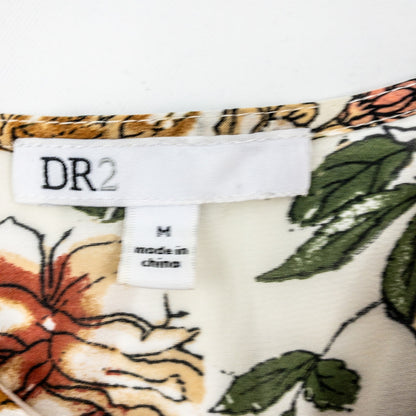 DR2 Floral Rose Beige Pink Sheer Blouse Top Womens Medium