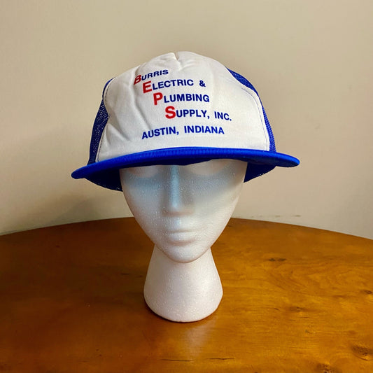 Vernon Burris Electric Indiana Vintage Blue Trucker Hat Unisex Mens One Size