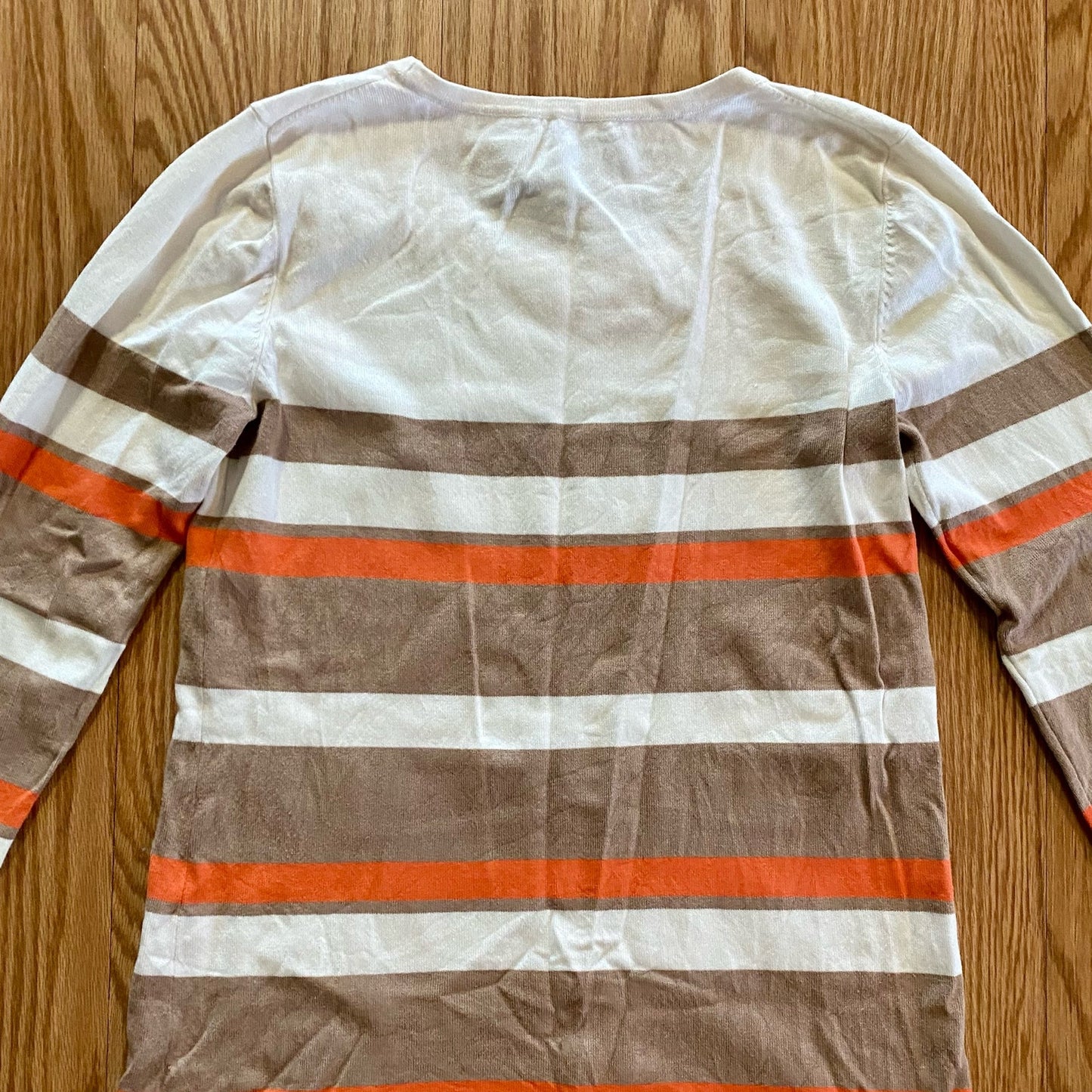 Cupio Tan White Striped Sweater Top Womens Medium