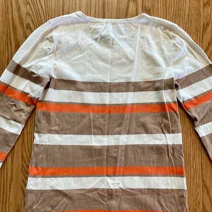 Cupio Tan White Striped Sweater Top Womens Medium