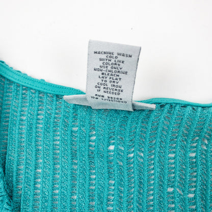 Maggie Barnes Teal Green Ribbed Open Cardigan Womens 1X 18 / 20 Plus Size