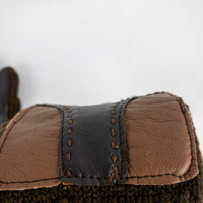 Interpur Vintage Brown Knit Fabric Vinyl Patch Gloves Womens One Size