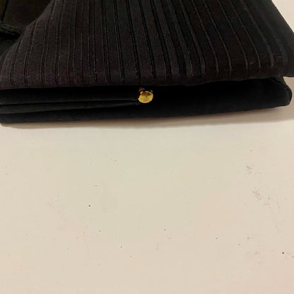 Crown Lewis Vintage Black Pleated Purse Evening Bag